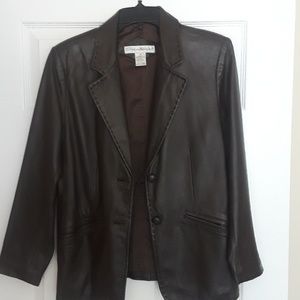 Brown petite small leather jacket: Preswick & Moor